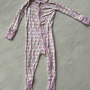 Little Sleepies Pastel Rainbow Bamboo Zippy Sleeper 12–18m Minor Flaw Hole Cuff